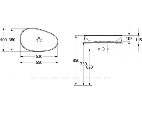 Раковина накладная Villeroy & Boch Antao 650x400x146 мм Pure Black 4A7465R7