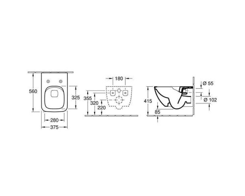 Унитаз подвесной Villeroy & Boch Venticello безободковый с сиденьем SlimSeat Line микролифт 4611RL01