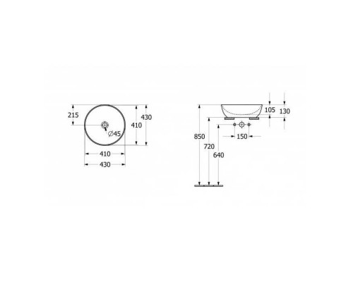 Раковина накладная Villeroy & Boch Artis 43х43 см TitanCeram альпийский белый 41794301