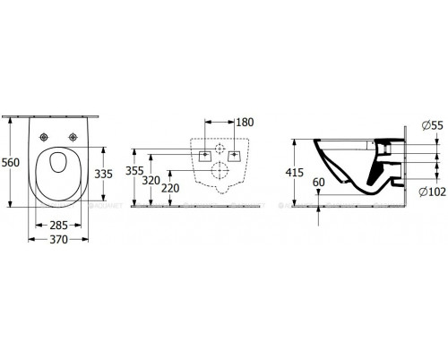 Унитаз подвесной Villeroy & Boch Subway 3.0 375x560 мм с сиденьем 4670TS01