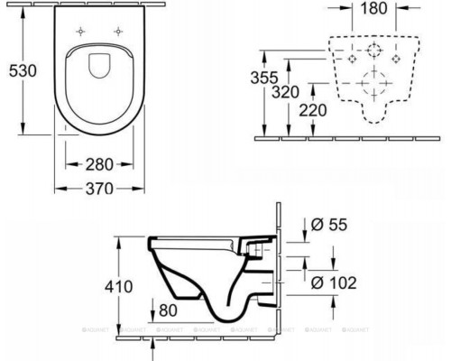 Унитаз подвесной Villeroy & Boch Architectura с сиденьем, инсталляцией и клавишей 307732