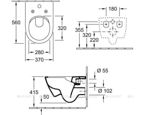 Унитаз подвесной Villeroy & Boch SUBWAY 2.0 370x560 мм ViFresh 5614A101