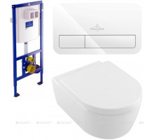 Унитаз подвесной с инсталляцией и клавишей Villeroy & Boch Avento белый 00307743