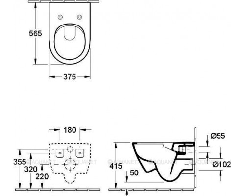 Унитаз подвесной Villeroy & Boch Subway 2.0 560x370 мм без сиденья 5614R001