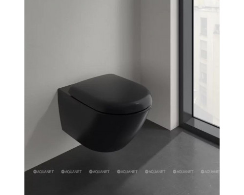 Унитаз подвесной Villeroy & Boch Antao 370x560 мм CeramicPlus цвет Pure Black 4674T0R7