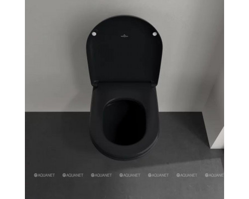 Унитаз подвесной Villeroy & Boch Antao 370x560 мм CeramicPlus цвет Pure Black 4674T0R7