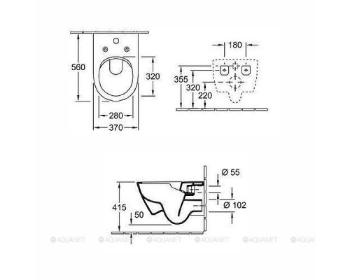 Унитаз подвесной Villeroy & Boch Subway 2.0 370x560 мм ViFresh CeramicPlus без сиденья 5614A1R1