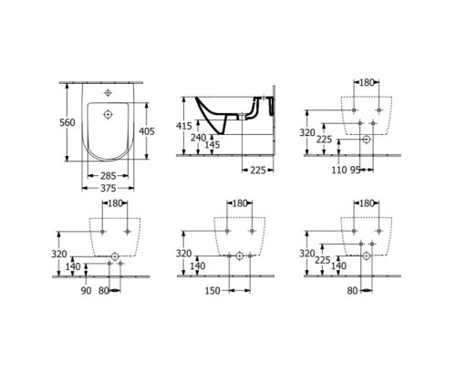 Биде подвесное Villeroy & Boch Subway 3.0 37.5х56 см, 1 отверстие, CeramicPlus, альпийский белый 447000R1