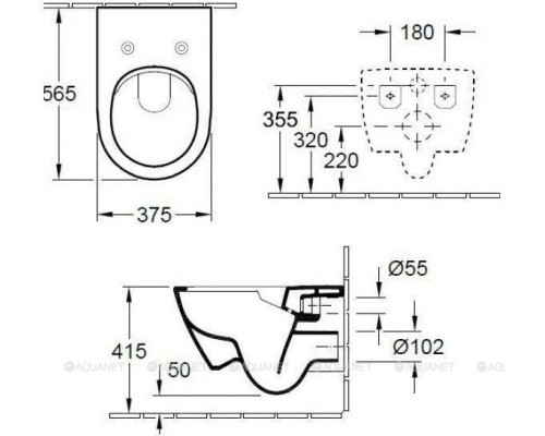 Унитаз подвесной Villeroy & Boch Subway 2.0 370x560 мм CeramicPlus без сиденья 5614R0R1