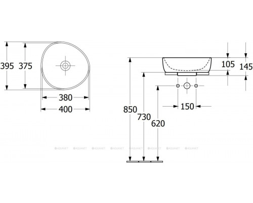 Раковина накладная Villeroy & Boch Antao 400x400x146 мм Morning Dew 4A7240R7