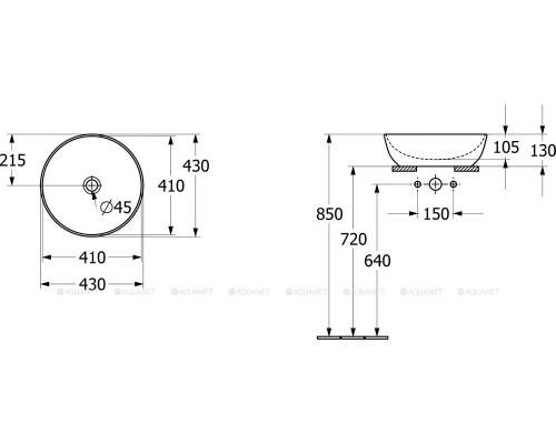 Раковина накладная Villeroy & Boch Artis 430x430x130 мм CeramicPlus 417943R1