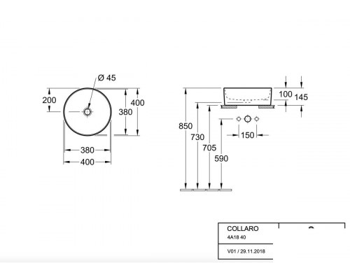 Раковина на столешницу Villeroy & Boch Collaro 4A184001