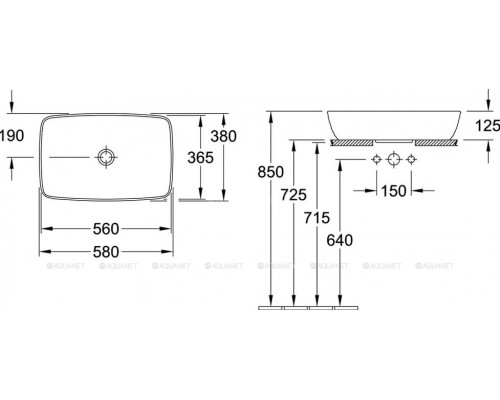 Раковина накладная Villeroy & Boch Artis 580x385x130 мм 41725801