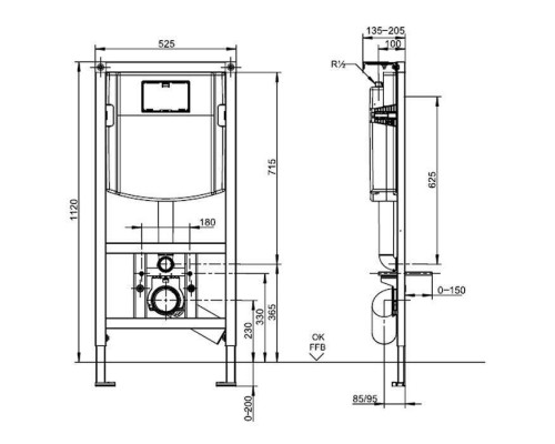 Инсталляция для подвесного унитаза Villeroy & Boch ViConnect 1120 мм 92246100