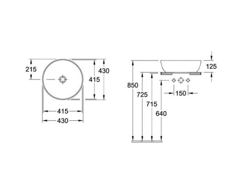 Раковина накладная Villeroy & Boch Artis 43 см CeramicPlus альпийский белый 417943R1