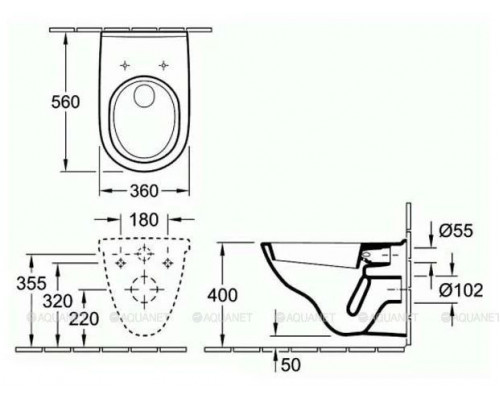 Унитаз подвесной Villeroy & Boch O.novo 360x560 мм с сиденьем 5660H101